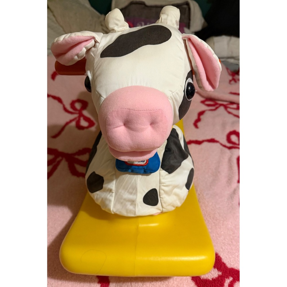 VTG Little Tikes Rockin Cow Plush Toddler Ride On Toy Yellow Rocker Base HTF